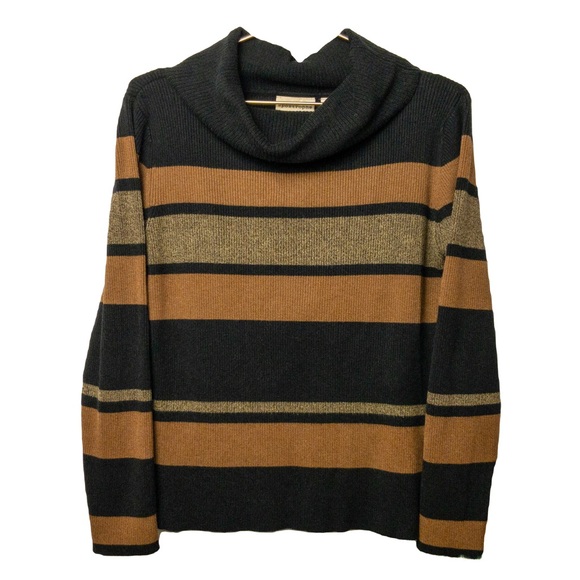 ❌ SOLD ❌ APOSTROPHE Bold Striped Cowl Neck Pullover Sweater - Picture 1 of 4